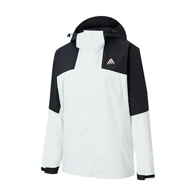 (Women) Anta 3-in-1 Fleece Windbreaker Jacket White Patchwork Hooded Design 962347607-1
