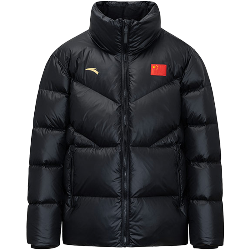 (Women) Anta  Black Solid Color Stand Collar Sports Down Jacket - Casual & Warm 462240106-1