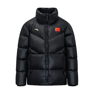 (Women) Anta Black Solid Color Stand Collar Sports Down Jacket - Casual & Warm 462240106-1