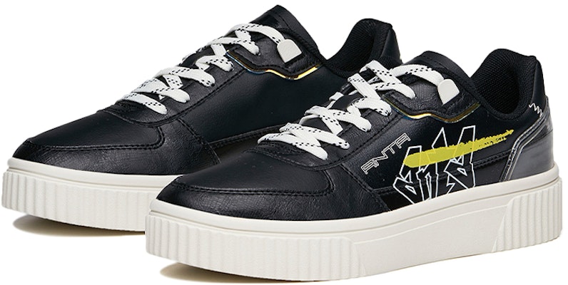 Anta安踏 塗鴉百搭休閒 減震防滑耐磨 低筒 板鞋 女款 黑 Order Anta安踏 塗鴉百搭休閒 減震防滑耐磨 低筒 板鞋 女款 黑