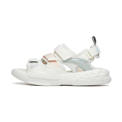 (W) Anta Baoda 'White Brown Green Magic Tape Beach Sandal'