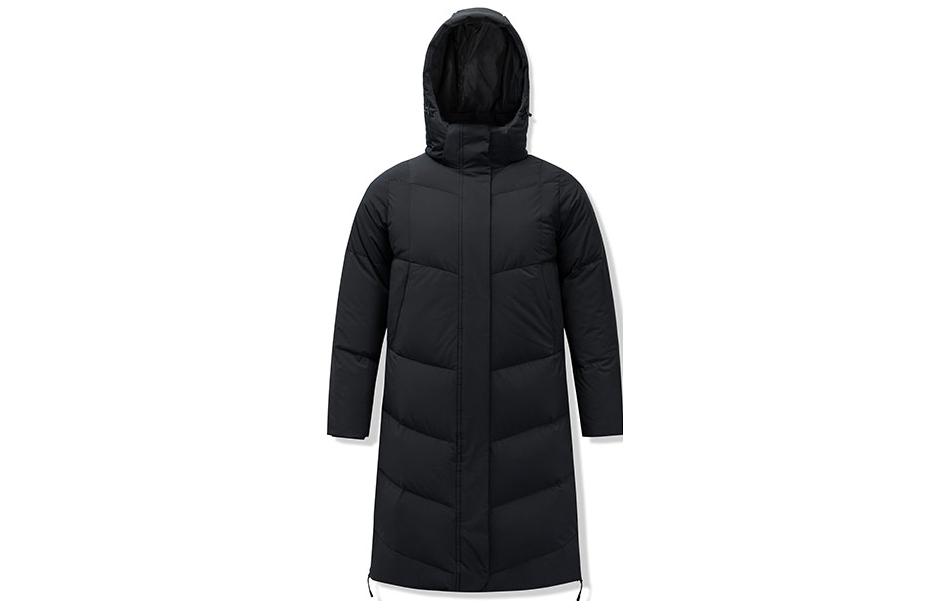 (Women) Anta Black Winter Hooded Puffer Jacket with Letter Print Design 962247905-1