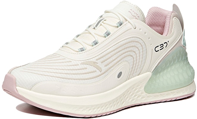 安踏 C37+ 防滑耐磨 低帮 跑步鞋 女款 白綠 Lookbook 安踏 C37+ 防滑耐磨 低帮 跑步鞋 女款 白綠