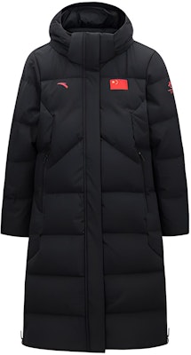 (Women) ANTA Champion All-Weather Long Down Jacket Black with Flag Embroidery. 162140904-2 Buy (Women) ANTA Champion All-Weather Long Down Jacket Black with Flag Embroidery. 162140904-2