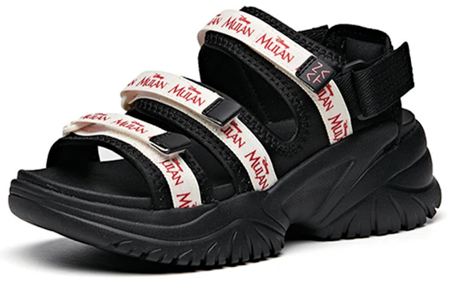 (W) Anta Disney x Mulan 'Sandal Rata Hitam dan Putih Pita Ajaib Terbuka' 922027032-5 Lookbook (W) Anta Disney x Mulan 'Sandal Rata Hitam dan Putih Pita Ajaib Terbuka' 922027032-5