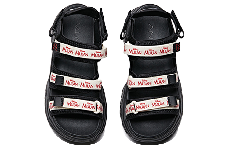 Shop (W) Anta Disney x Mulan 'Sandal Rata Hitam dan Putih Pita Ajaib Terbuka' 922027032-5