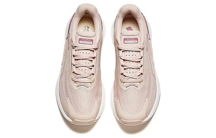 Lookbook 安踏 燃鍊 防滑減震 低幫 跑步鞋 女款 粉灰色