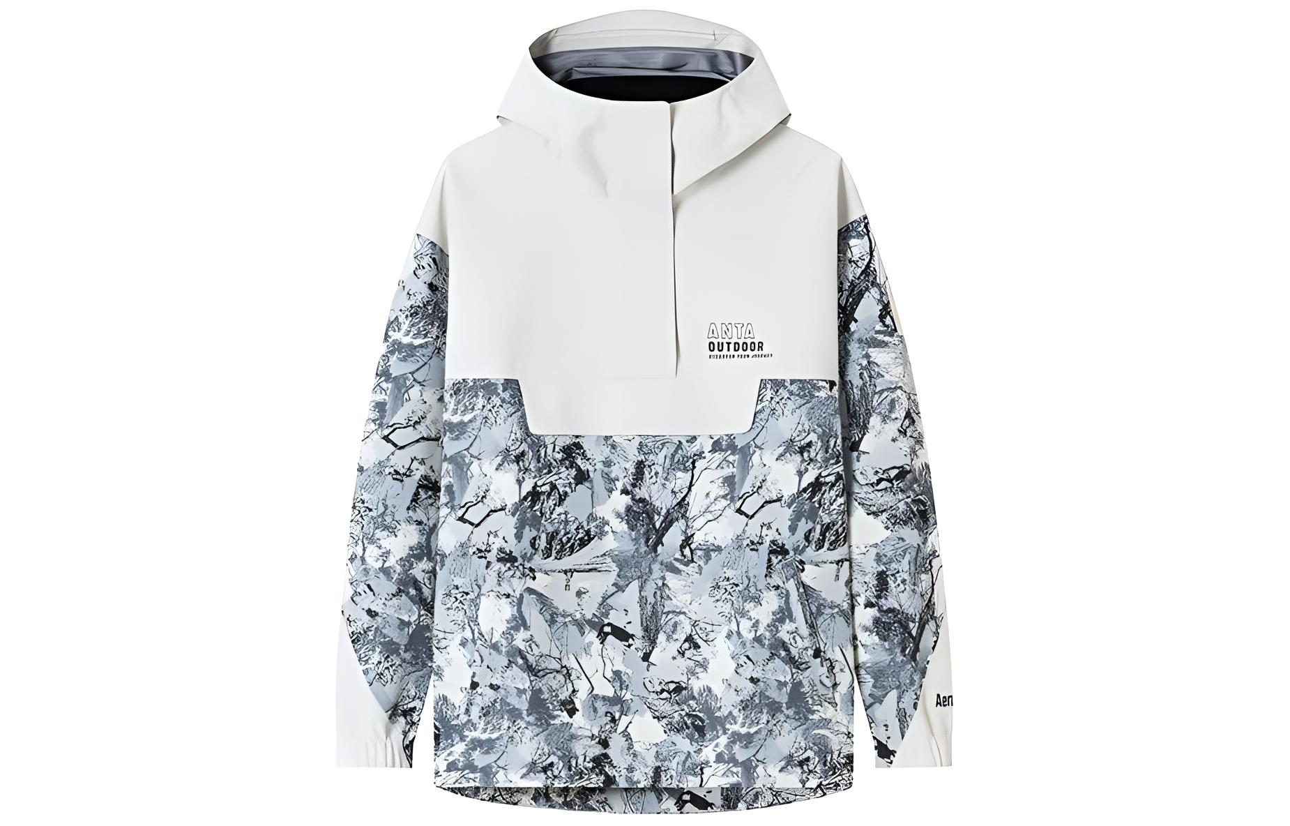 (Women) Anta Half-Zip Hooded Waterproof Outdoor Jacket White/Patterned Print 162416607-1