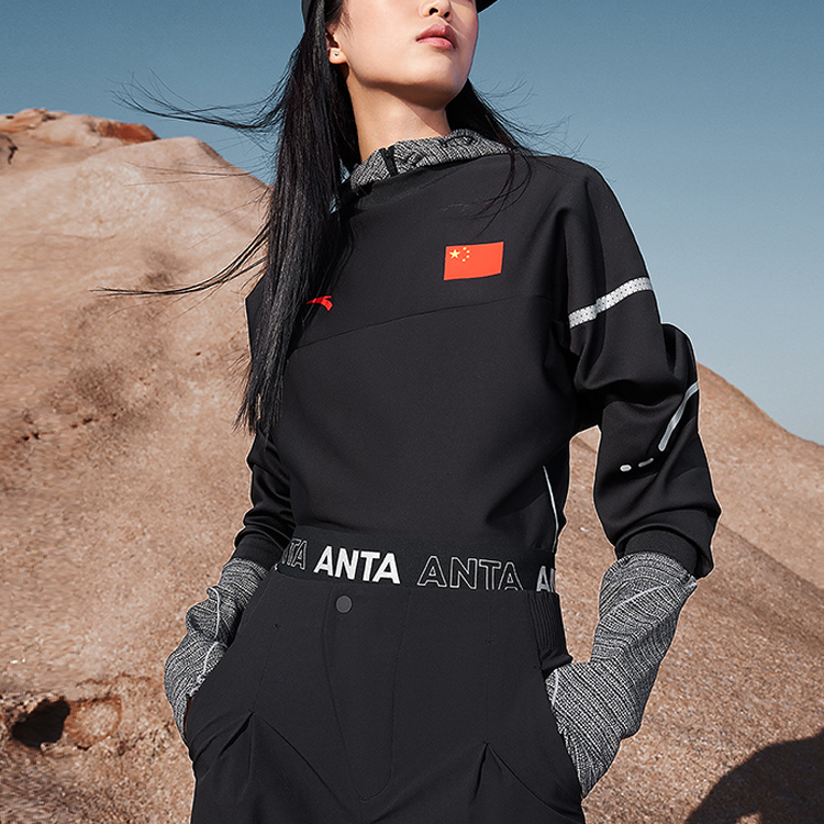 Purchase (W) 安踏 Highlight 系列黑色套頭圓領運動衫 162210728-1