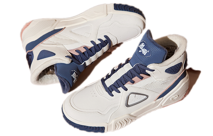 Lookbook (W) Zapatillas Anta Life High-Top Casual 'Blanco Azul Terciopelo' 122148902-6