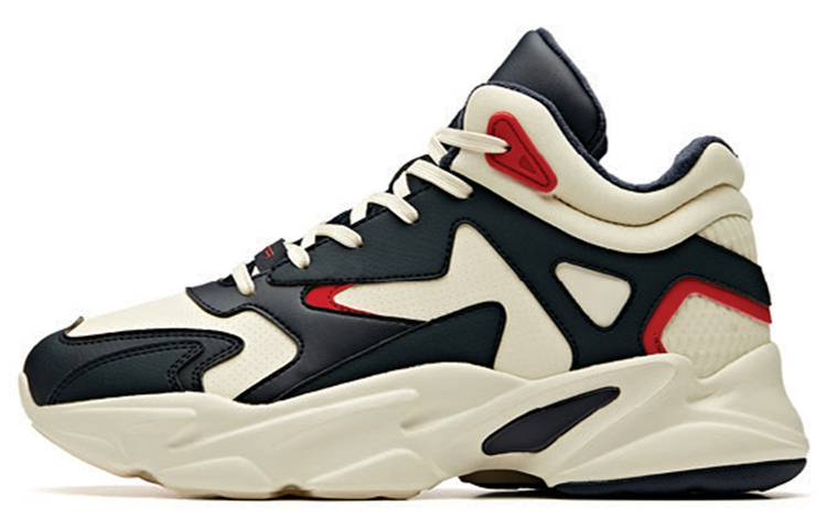 (W) Anta Life Series 'Fashion Thick-Soled Dad Shoe - White Black Red Plus Velvet'