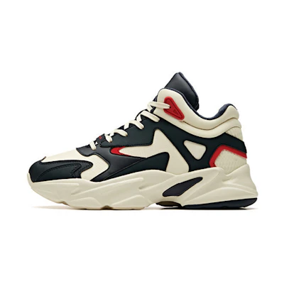 (W) Anta Life Series 'Fashion Thick-Soled Dad Shoe - White Black Red Plus Velvet'