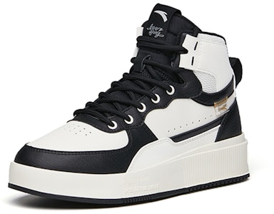 Anta安踏 生活系列 耐磨 高筒 板鞋 女款 白黑 Lookbook Anta安踏 生活系列 耐磨 高筒 板鞋 女款 白黑