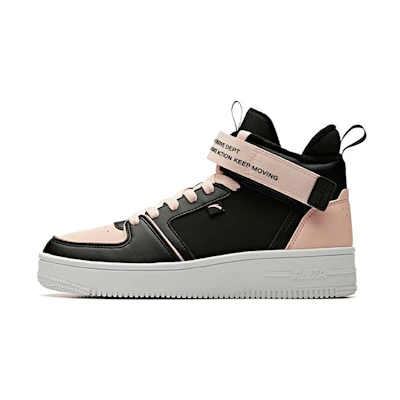 (W) Anta Life Series High-Top Plus Velvet Sneakers 'Black Pink'