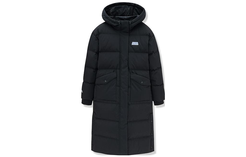 (Women) ANTA Lifestyle  Black Thickened Down Jacket with Letter Print and Zipper Hood. 162318902-1