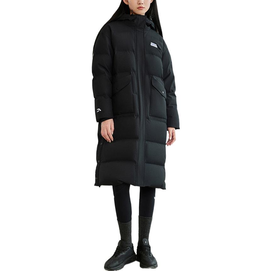 Lookbook (Women) ANTA Lifestyle  Black Thickened Down Jacket with Letter Print and Zipper Hood. 162318902-1
