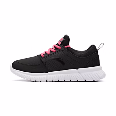 (W) Anta Low-Top Casual Leather Running Shoes 'Black Red White'
