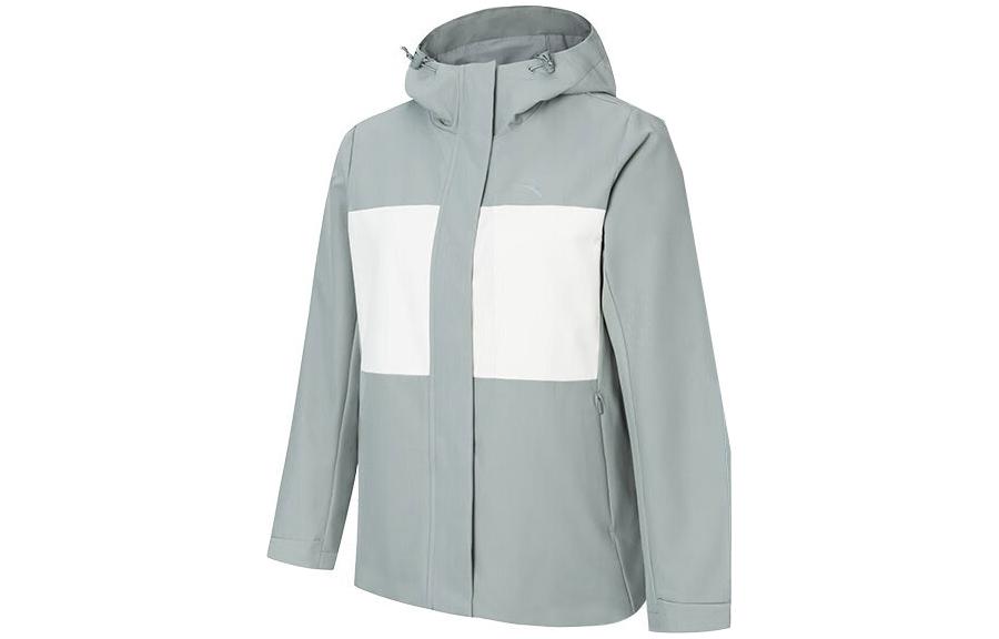 (Women) Anta Outdoor 3-in-1 Hooded Waterproof Jacket Stone Grey/White 162346602-2