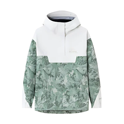 (Women) Anta Outdoor Half-Zip Hooded Waterproof Jacket Celadon Green Print 162416607-2