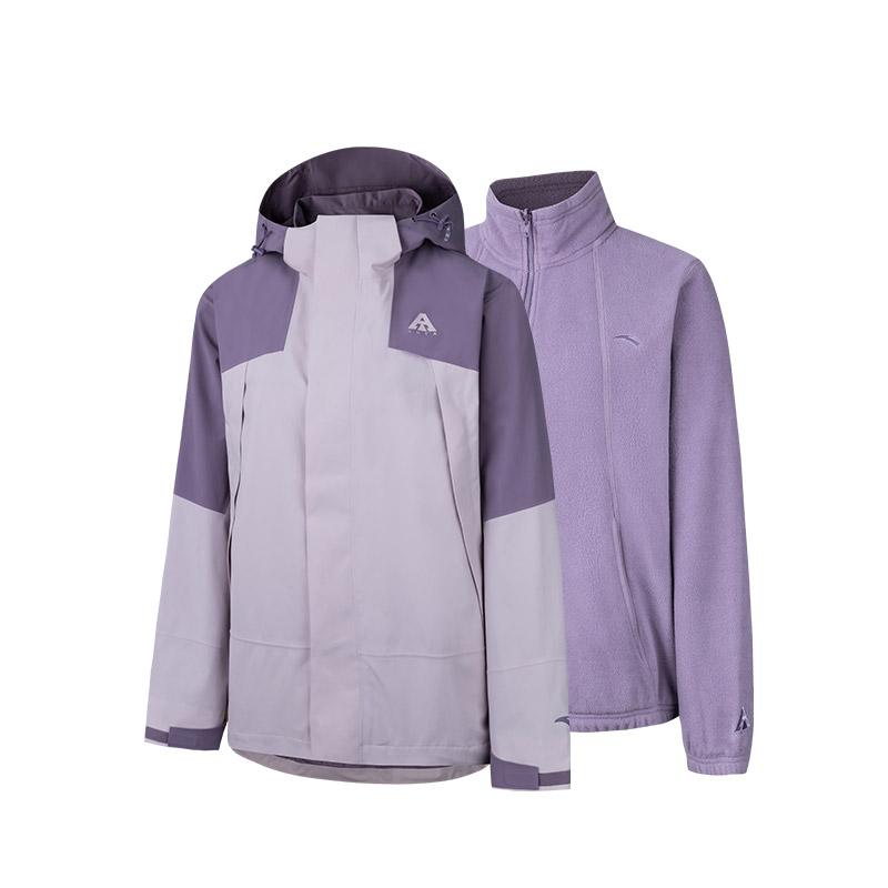 (Women) Anta Outdoor Shell Jacket Women Waterproof Windproof Breathable Gray Purple/Pink 962447601-2