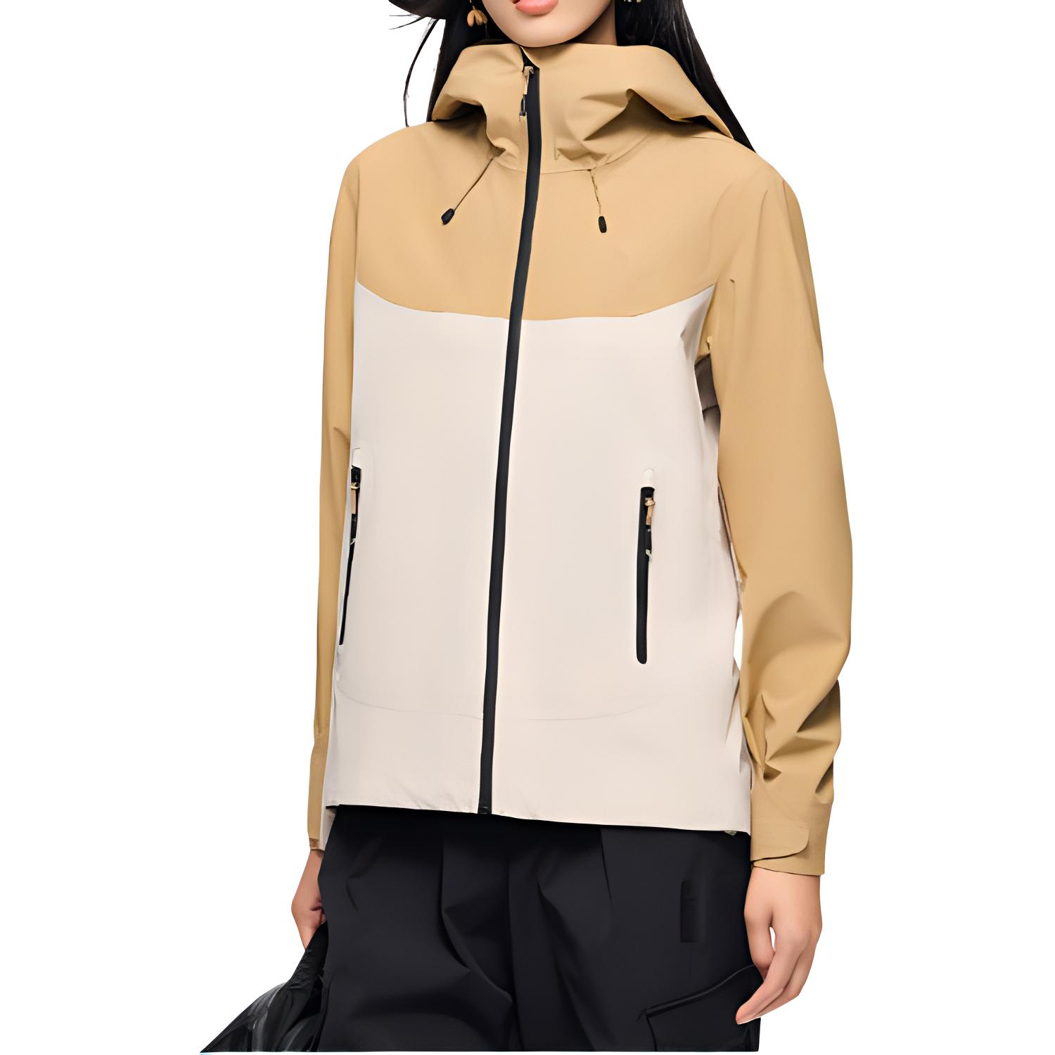 (Women) Anta Outdoor Stormshell Jacket Waterproof Windproof Breathable Beige/Brown 162446601-1