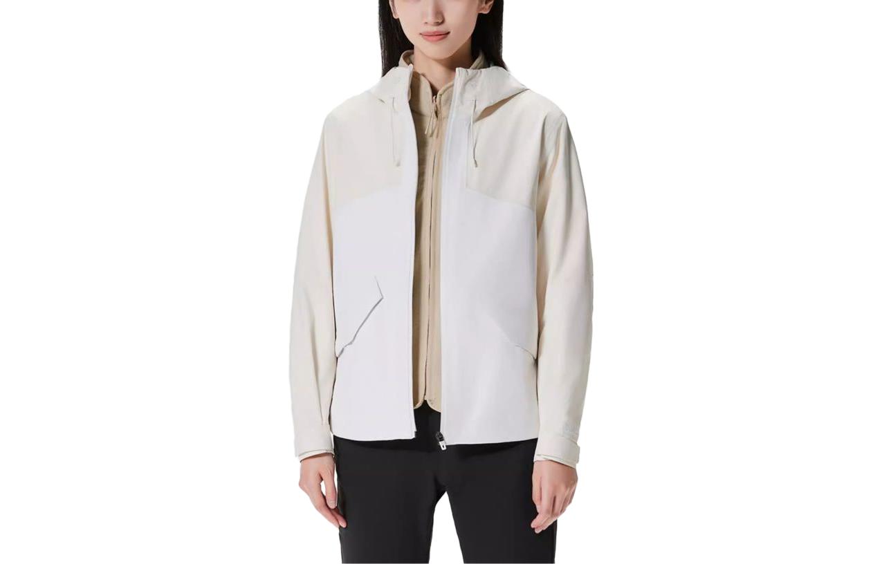 (Women) Anta Outdoor Waterproof Hooded Jacket Beige Casual Sportswear 16234660-1
