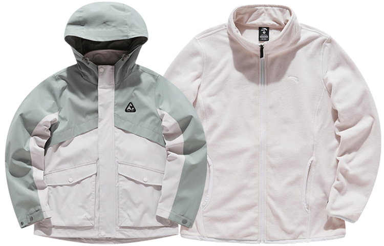 (Women) Anta Sports Series Colorblock Fleece-Lined Hoodie Jacket Women’s Green Gray 162046602-1