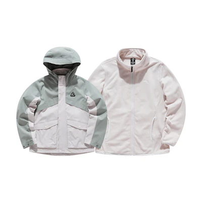 (Women) Anta Sports Series Colorblock Fleece-Lined Hoodie Jacket Women’s Green Gray 162046602-1
