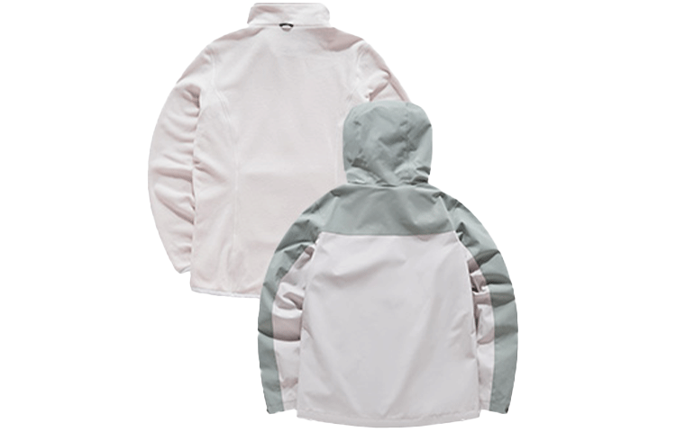 Shop (W) 安踏運動系列拼接抓絨連帽外套 女版 綠灰色 162046602-1