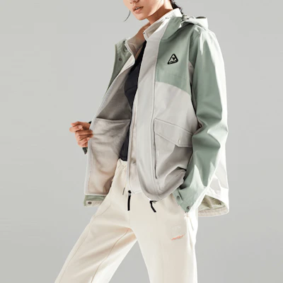 (W) 安踏運動系列拼接抓絨連帽外套 女版 綠灰色 162046602-1 Details for (W) 安踏運動系列拼接抓絨連帽外套 女版 綠灰色 162046602-1