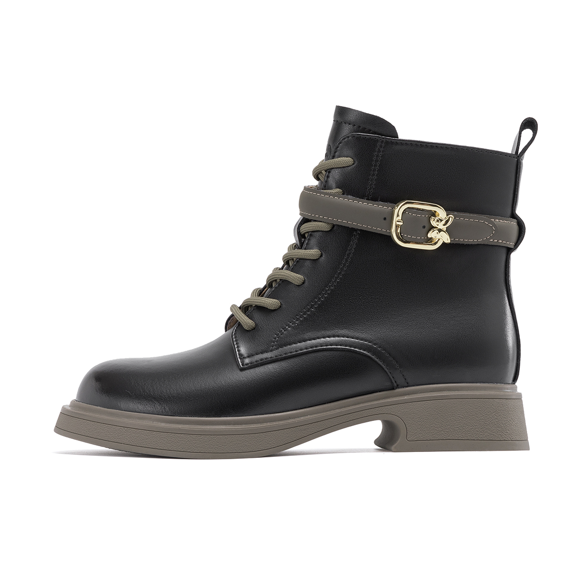 (Women) Aokang 38mm Black Martin Boots 'Commute Side Zipper' 1234913030