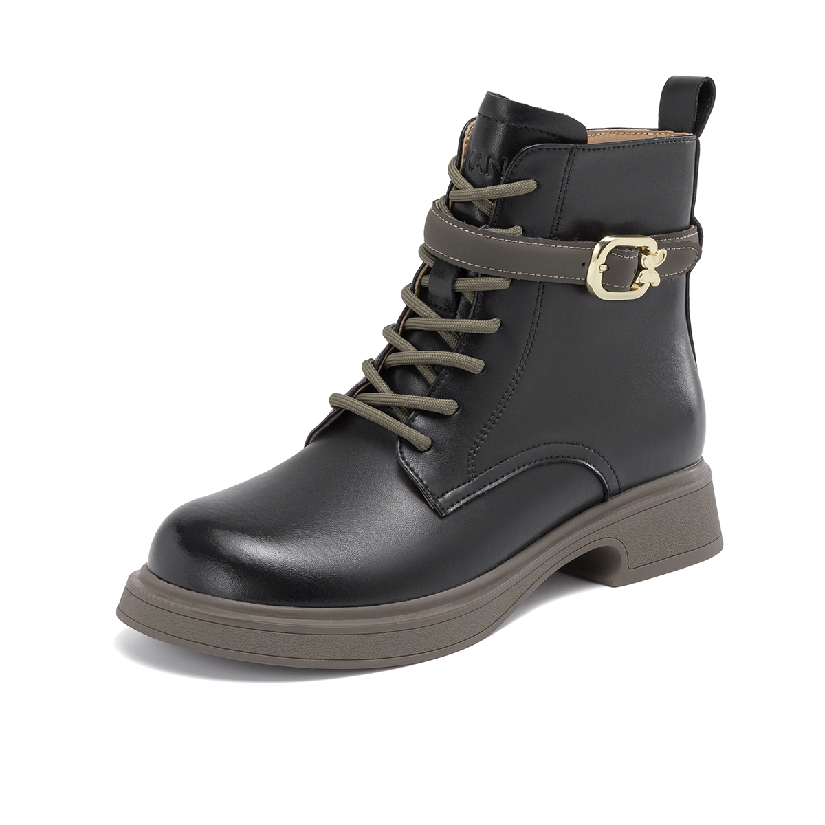 Order (Women) Aokang 38mm Black Martin Boots 'Commute Side Zipper' 1234913030