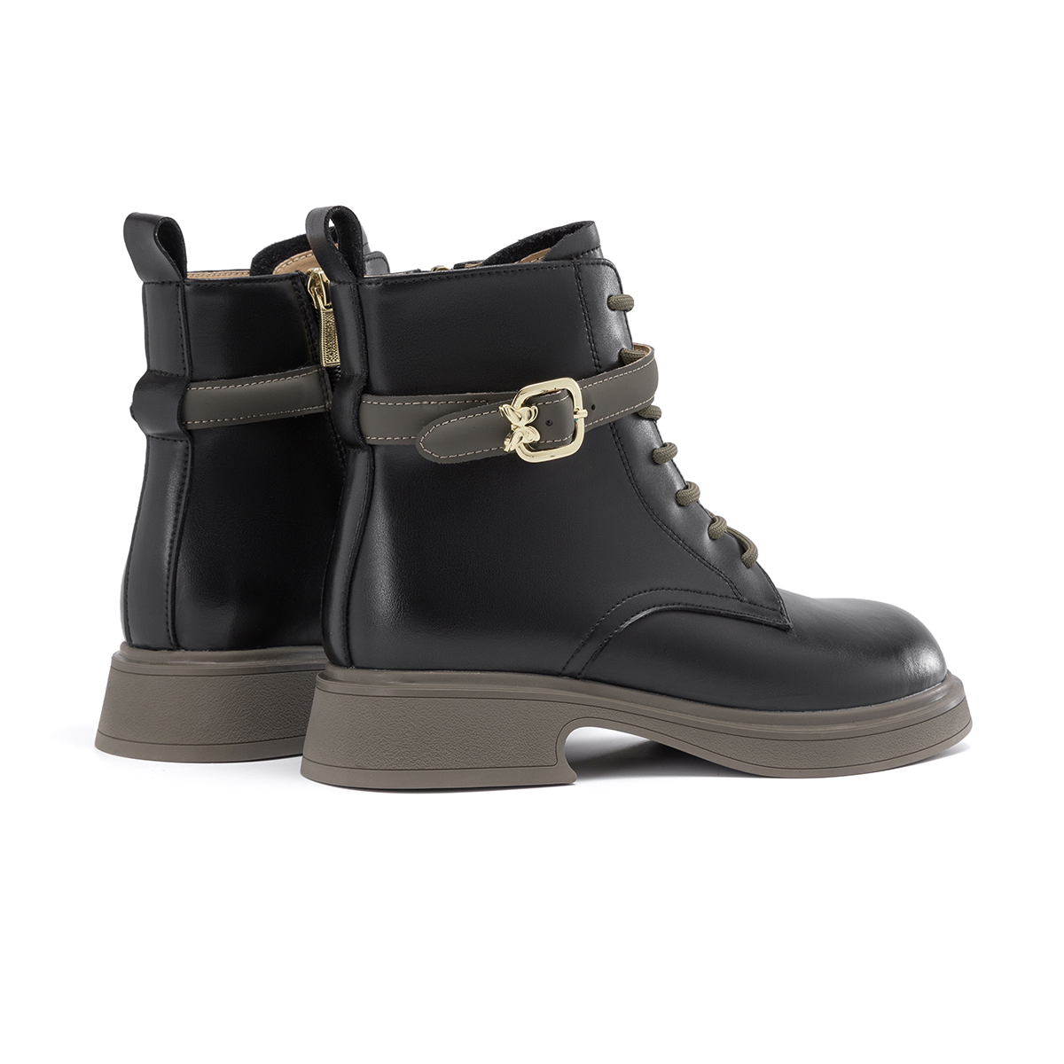 Lookbook (Women) Aokang 38mm Black Martin Boots 'Commute Side Zipper' 1234913030