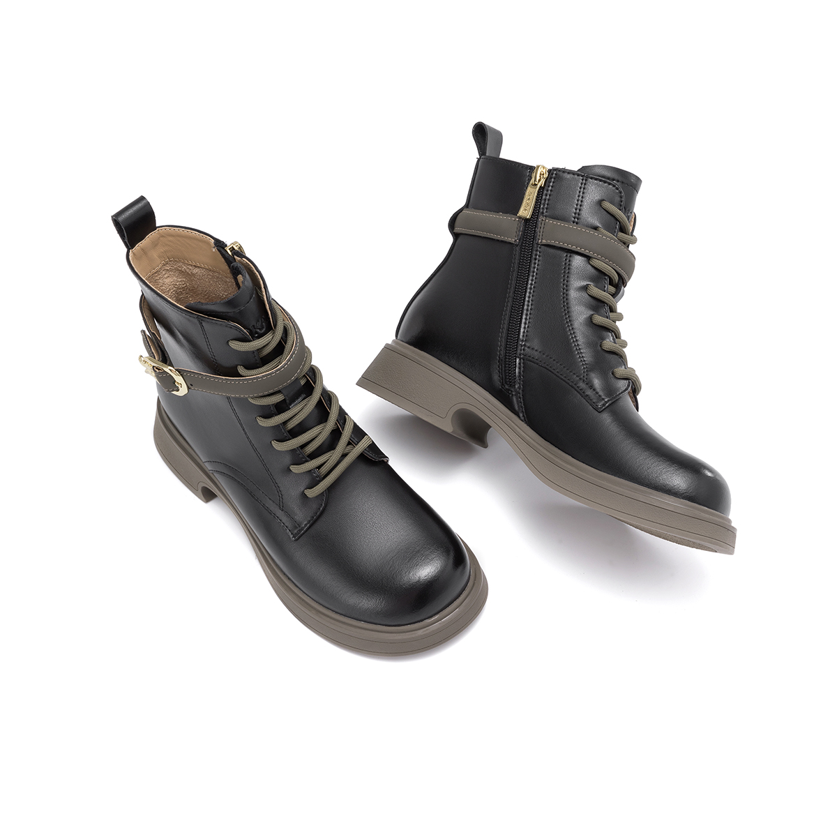 Shop (Women) Aokang 38mm Black Martin Boots 'Commute Side Zipper' 1234913030