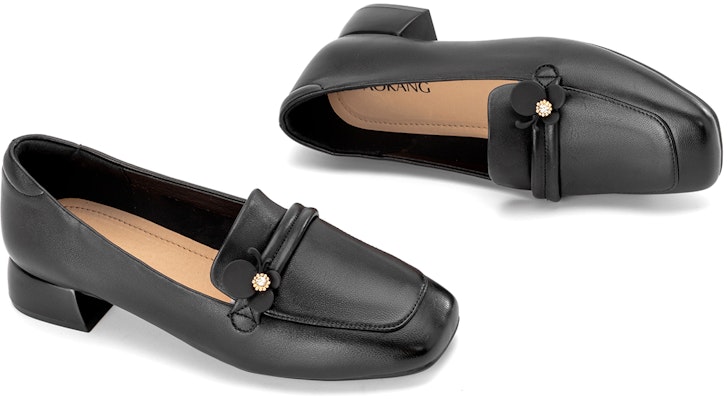 奧康AOKANG 頭層牛皮 時尚簡約 粗跟 高跟鞋 3.5cm 女款 3