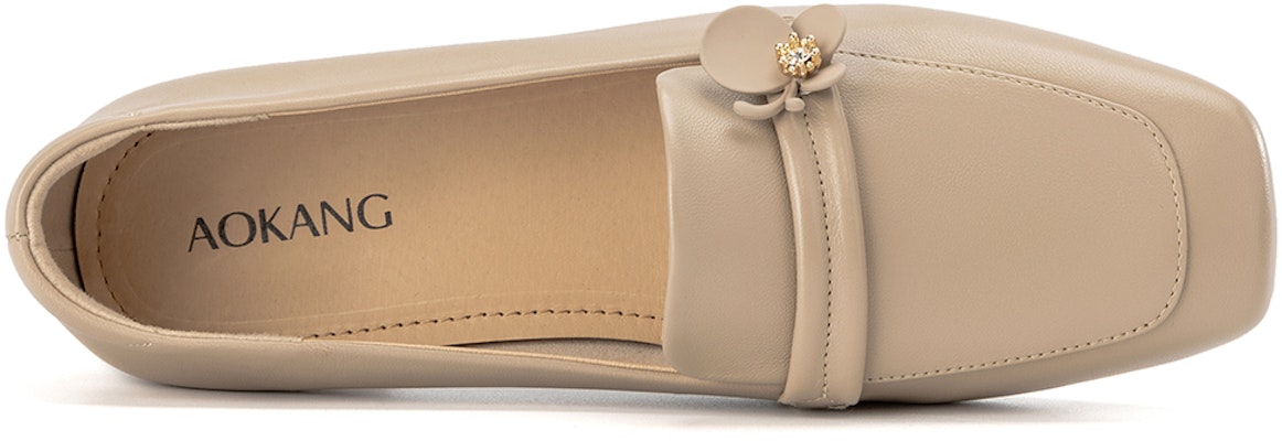 奧康AOKANG 頭層牛皮 時尚簡約 粗跟 高跟鞋 3.5cm 女款 7