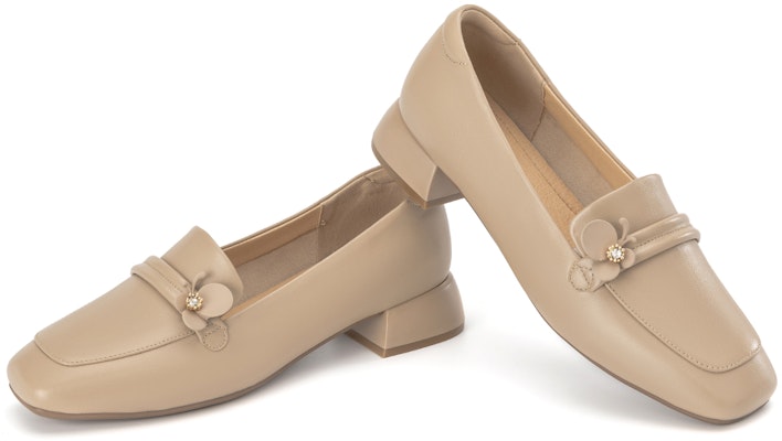 奧康AOKANG 頭層牛皮 時尚簡約 粗跟 高跟鞋 3.5cm 女款 8