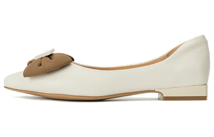 (W) Aokang 'Beige/Khaki Pointed-Toe Slip-On Casual Flats'