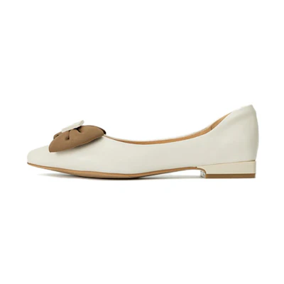 (W) Aokang 'Beige/Khaki Pointed-Toe Slip-On Casual Flats'