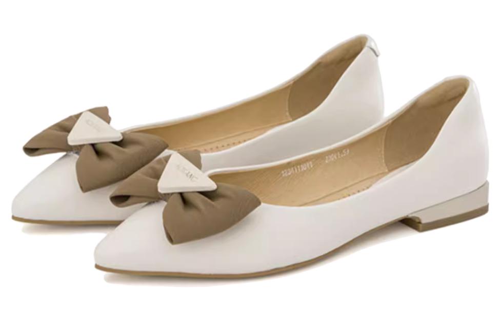 (W) Aokang 'Beige/Khaki Pointed-Toe Slip-On Casual Flats' 圖 3