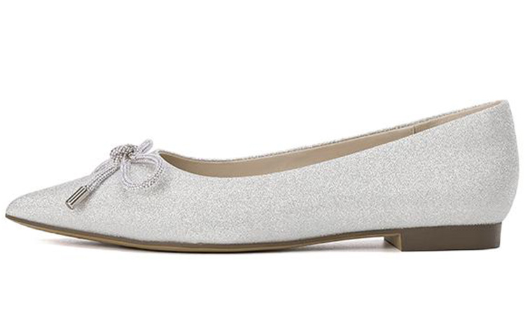 (Women) Aokang 'Silver Pointed-Toe Flat Lace-up Casual' 1234111042