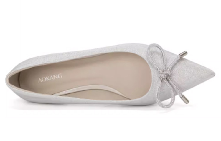 Shop (W) Aokang 'Kasut Leper Hujung Runcing Perak Bertali Kasual' 1234111042