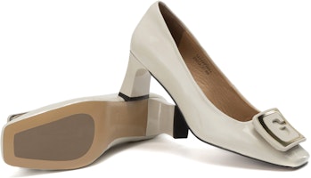 奧康AOKANG 頭層牛皮 方頭套腳百搭 粗跟 高跟鞋 5.5cm 女款 3