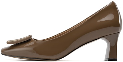 奧康AOKANG 頭層牛皮 方頭套腳百搭 粗跟 高跟鞋 5.5cm 女款 5