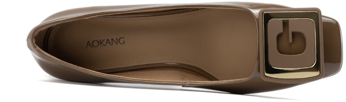 奧康AOKANG 頭層牛皮 方頭套腳百搭 粗跟 高跟鞋 5.5cm 女款 7