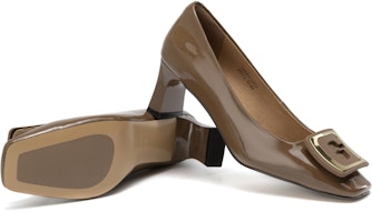 奧康AOKANG 頭層牛皮 方頭套腳百搭 粗跟 高跟鞋 5.5cm 女款 9