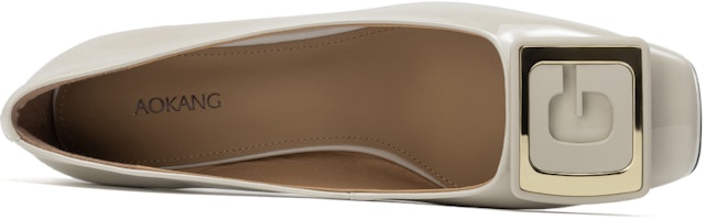 奧康AOKANG 頭層牛皮 方頭套腳百搭 粗跟 高跟鞋 5.5cm 女款 1