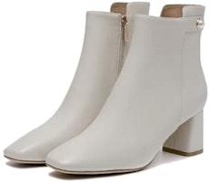 (W) 奥康白色羊皮方头方跟踝靴 1214911011 Order (W) 奥康白色羊皮方头方跟踝靴 1214911011