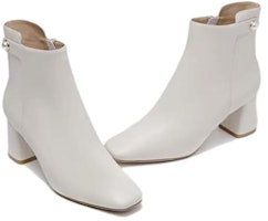 (W) 奥康白色羊皮方头方跟踝靴 1214911011 Shop (W) 奥康白色羊皮方头方跟踝靴 1214911011