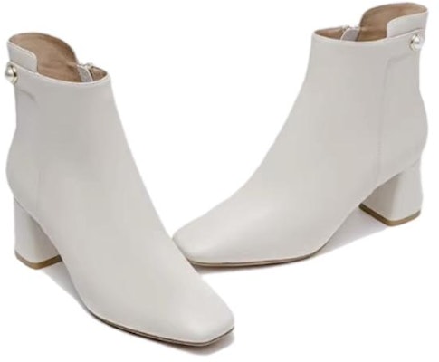 (Women) Aokang 'White Sheepskin Square-Toe Block Heel Ankle Boot' 1214911011 Shop (Women) Aokang 'White Sheepskin Square-Toe Block Heel Ankle Boot' 1214911011